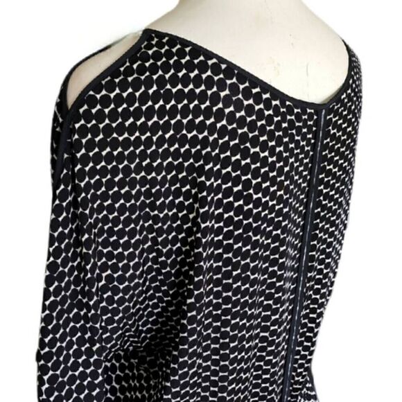 Anthropologie Tracy Reese Black Polka Dot Cold Shoulder Dress - Picture 2 of 12